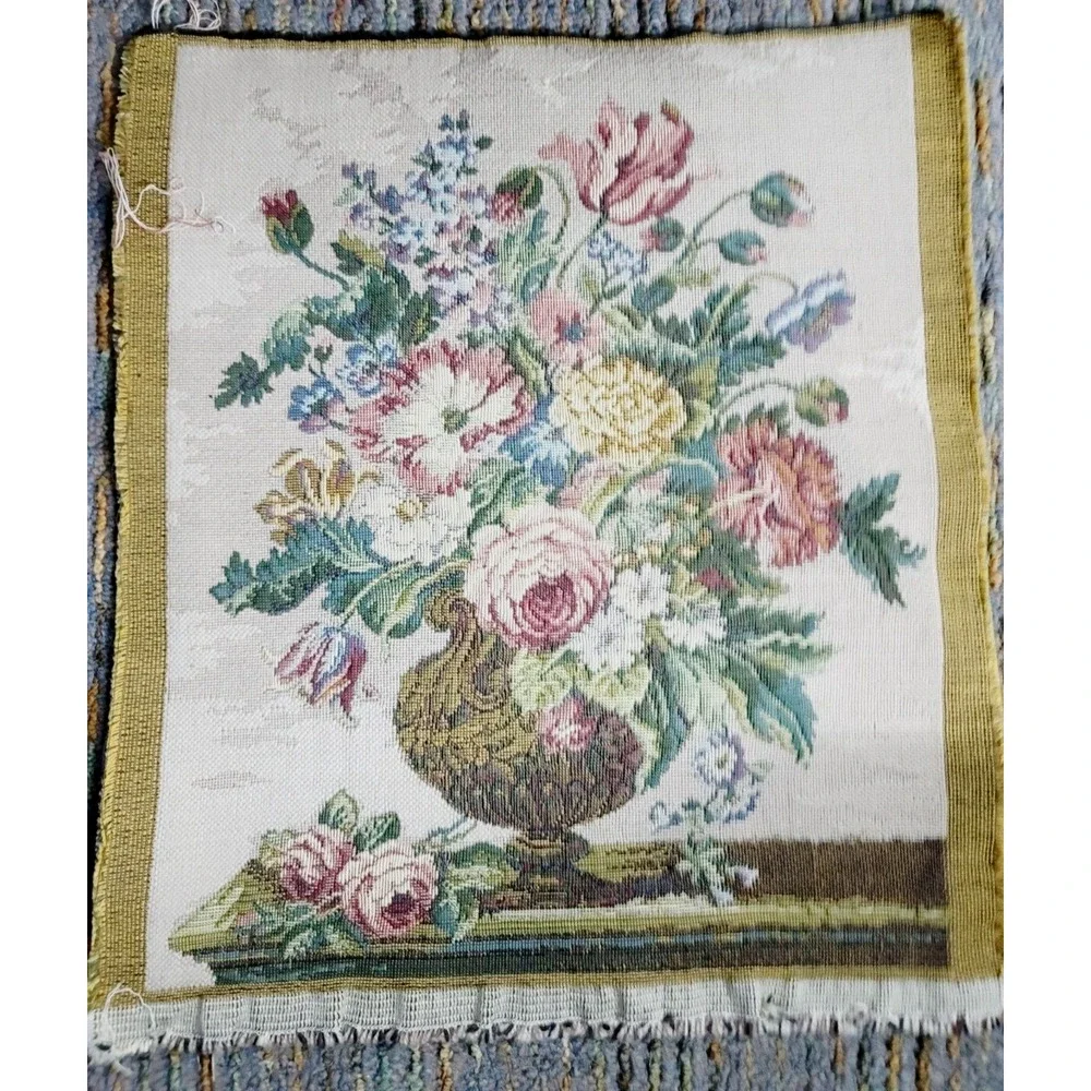 Vintage Woven Tapestry Victorian Floral French Art Decor 13
